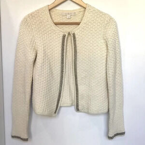 BOSTON PROPER Cotton Jacket Cream Knit XS